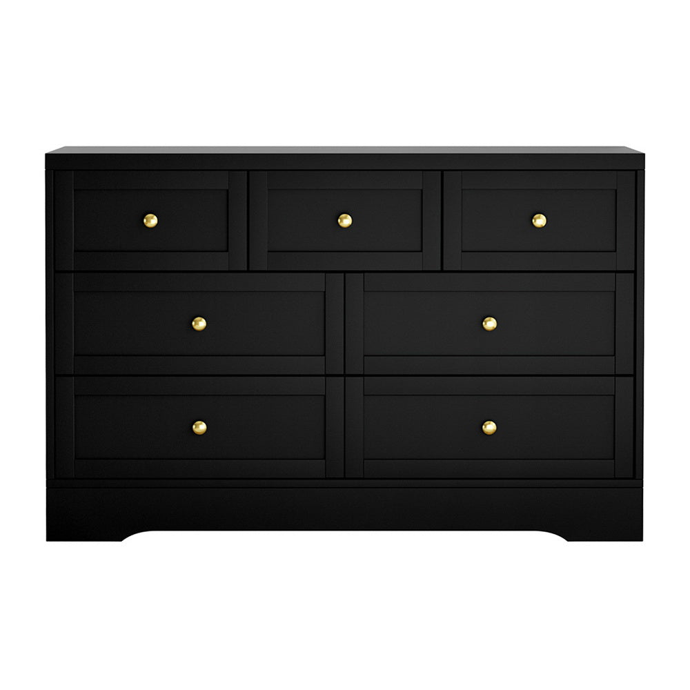 Artiss 7 Drawer Dresser - Black