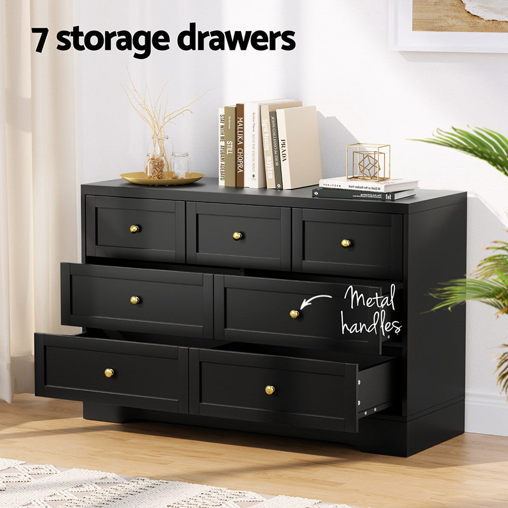 Artiss 7 Drawer Dresser - Black