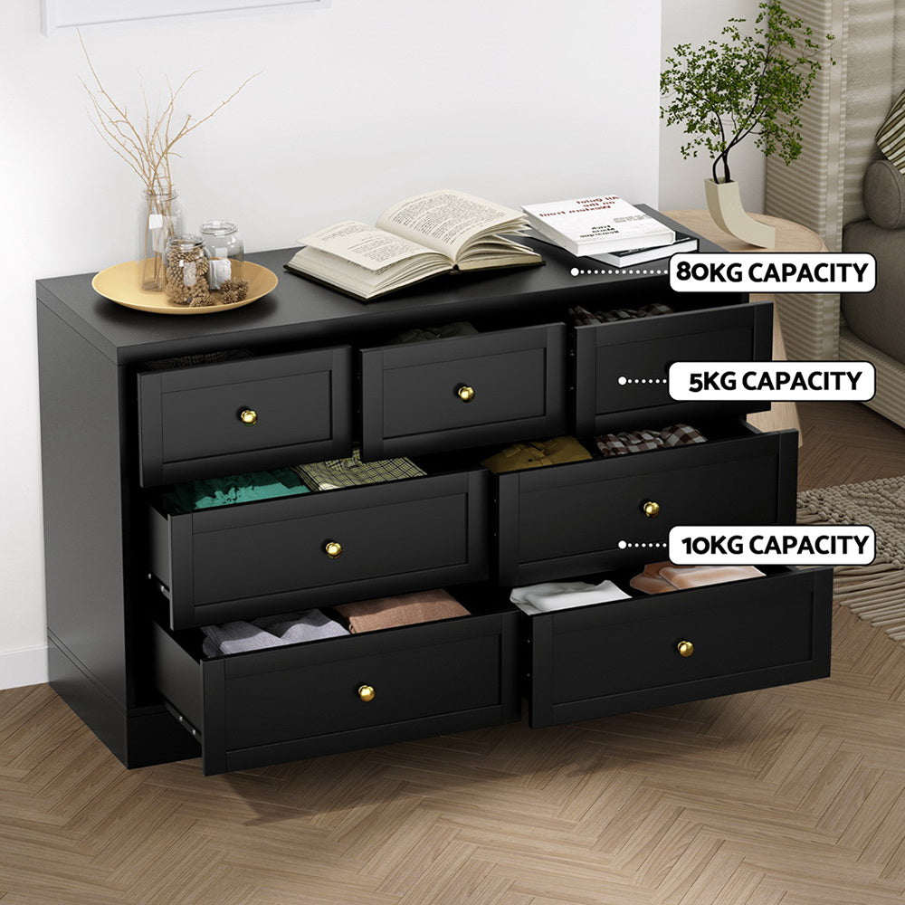 Artiss 7 Drawer Dresser - Black
