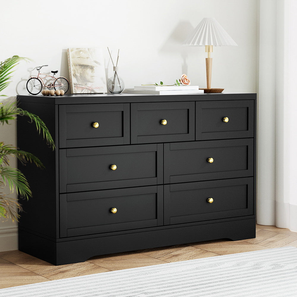 Artiss 7 Drawer Dresser - Black