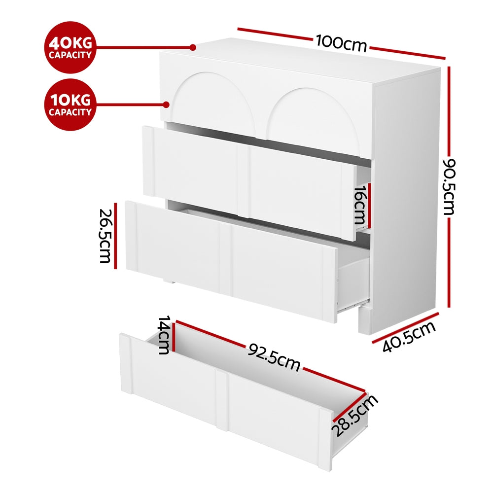 Artiss Arched Design Drawers - White