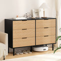 Artiss 6 Drawer Dresser Table - Black & Pine