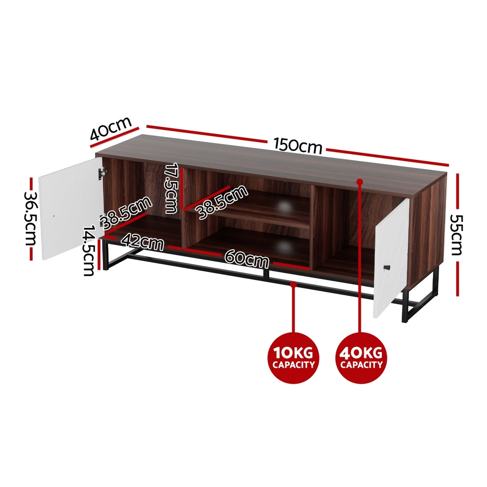 Artiss TV Unit, 150cm - Walnut & White