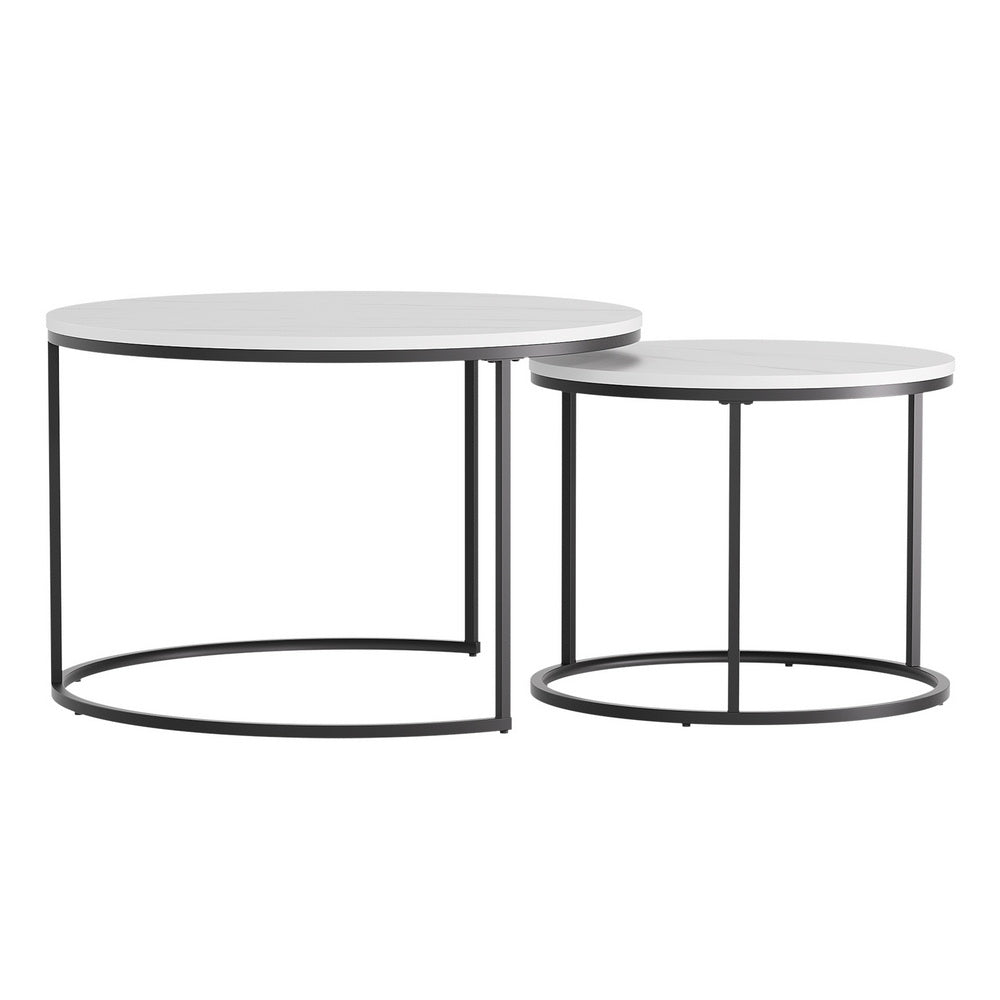 MARA Round Nesting Coffee Table Set - Marble Effect