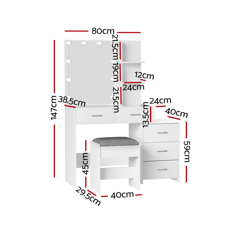DALE Dressing Table Set - White