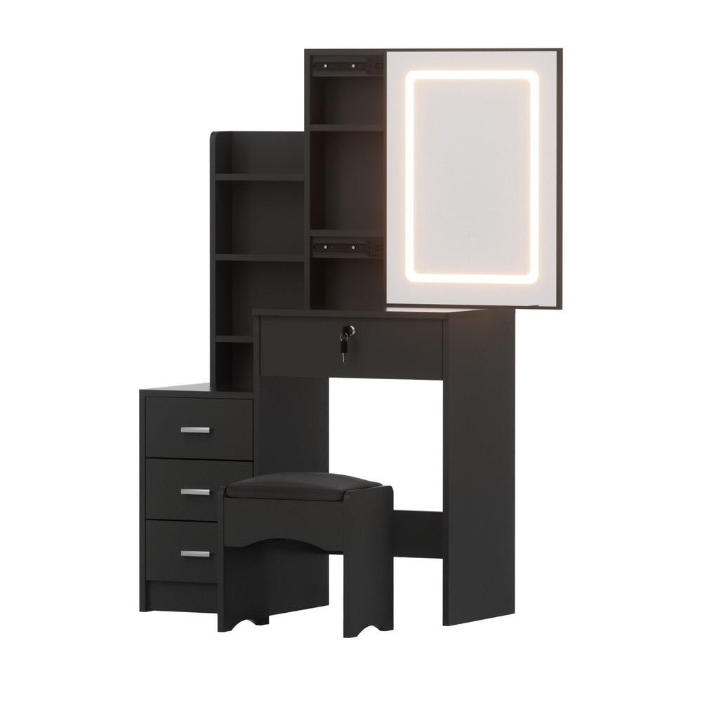 Artiss LED Dressing Table Set - Black
