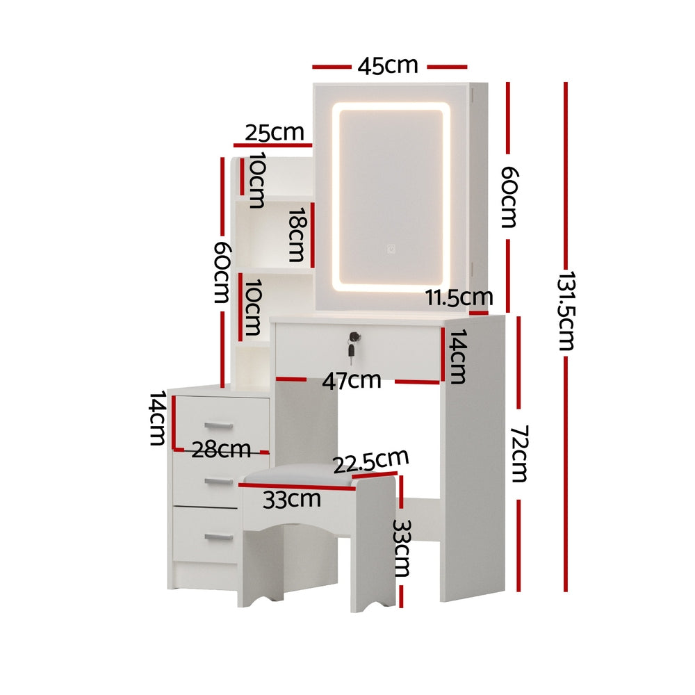 Artiss LED Dressing Table Set - White