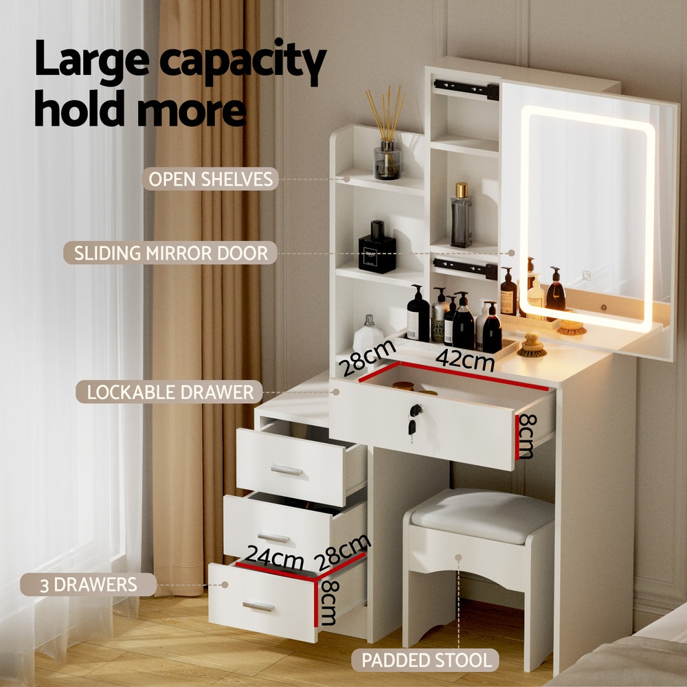 Artiss LED Dressing Table Set - White