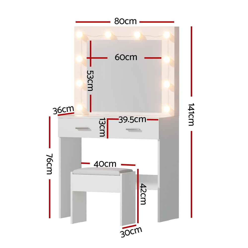 Artiss LED Dressing Table Set - White