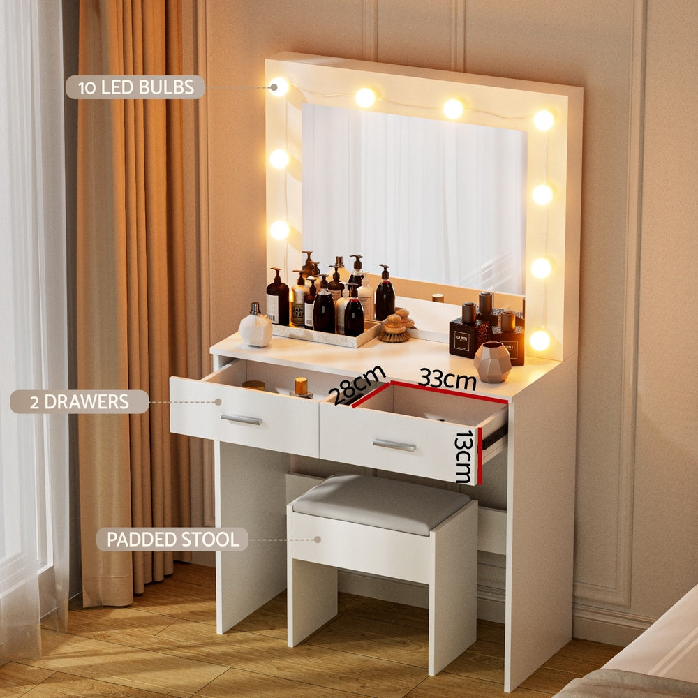 Artiss LED Dressing Table Set - White