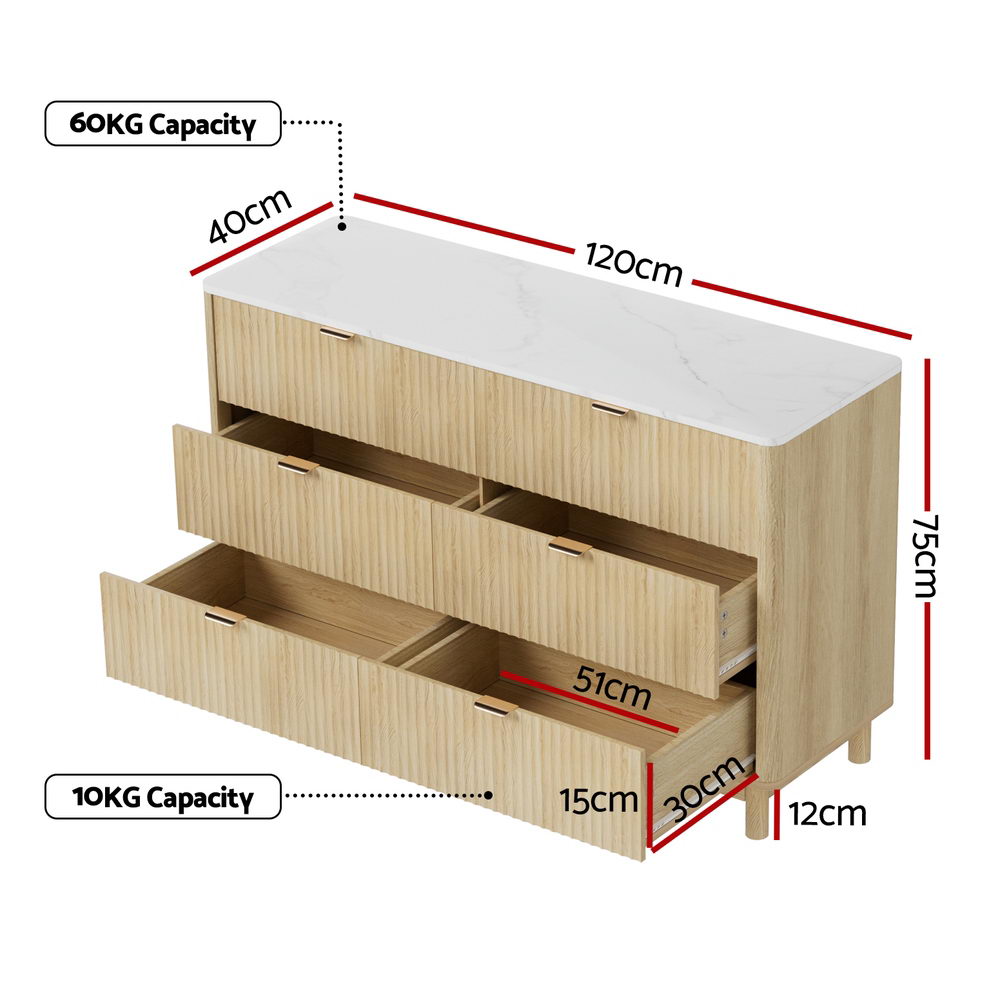 Artiss 6 Drawer Dresser/Sideboard - Pine