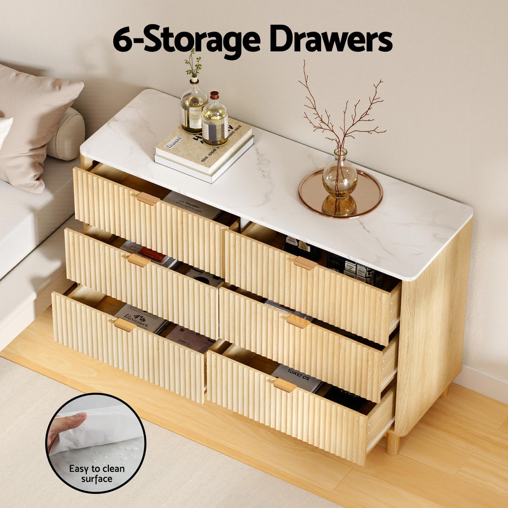 Artiss 6 Drawer Dresser/Sideboard - Pine