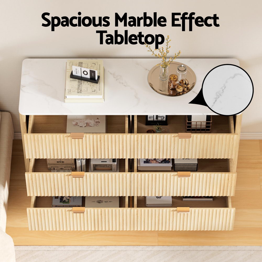 Artiss 6 Drawer Dresser/Sideboard - Pine