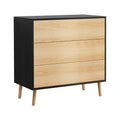 Artiss 3 Drawer Cabinet - Black & Pine