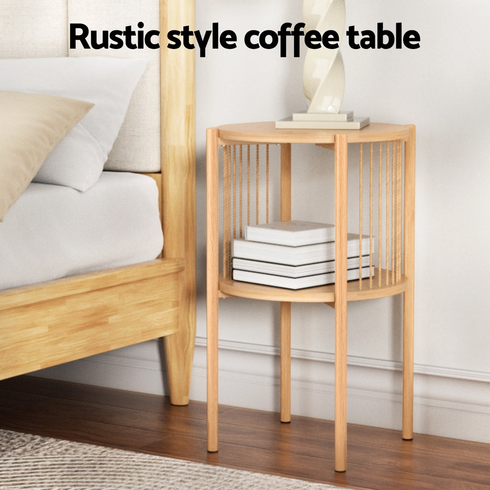 Artiss 2-Tier Round Coffee Table Set