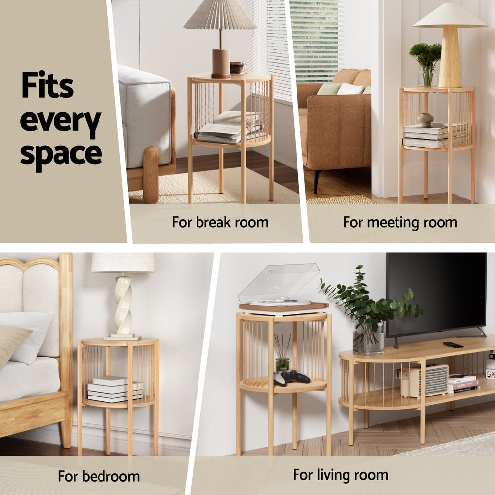 Artiss 2-Tier Round Coffee Table Set