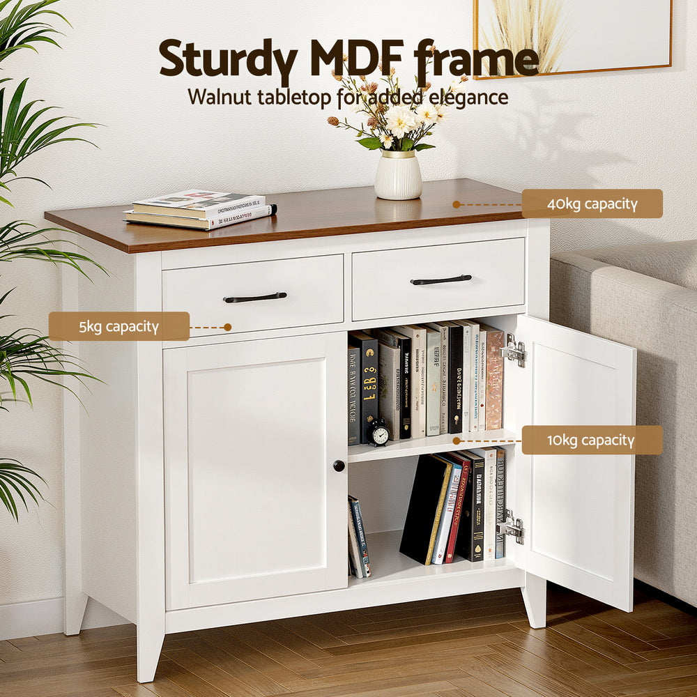 Artiss Sideboard with 2 Drawers - White