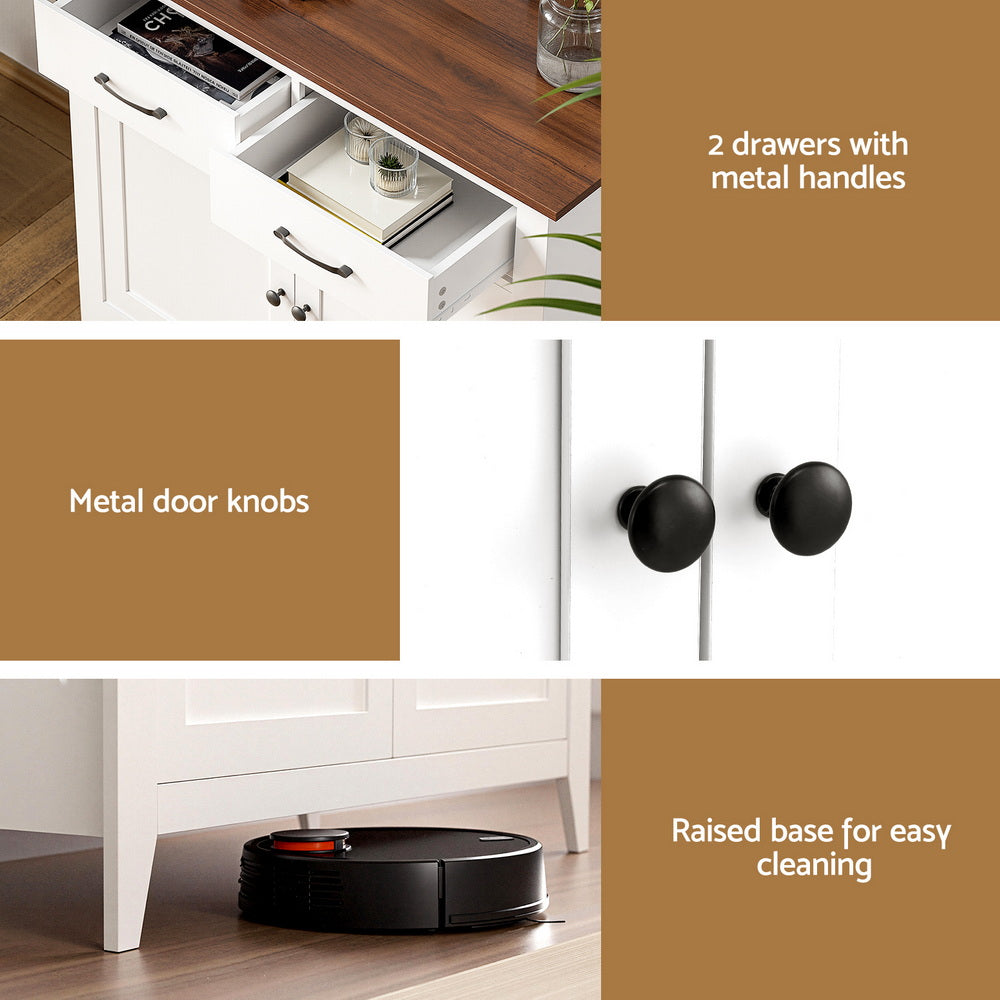 Artiss Sideboard with 2 Drawers - White