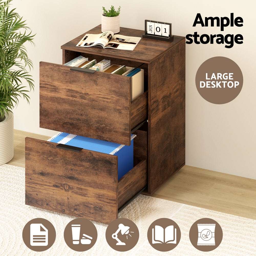 Artiss Filing Cabinet - Rustic Brown