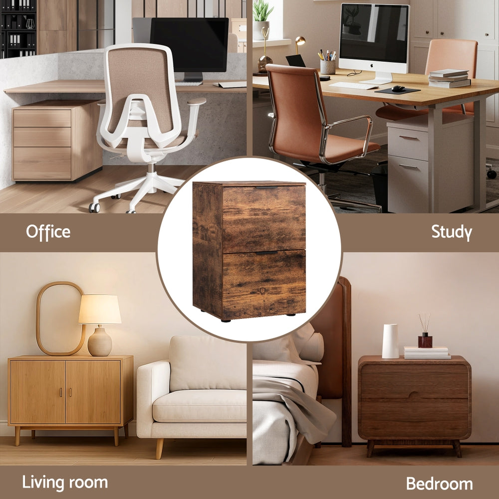 Artiss Filing Cabinet - Rustic Brown