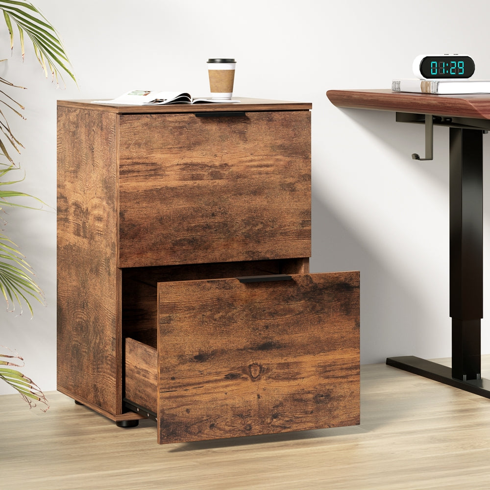 Artiss Filing Cabinet - Rustic Brown