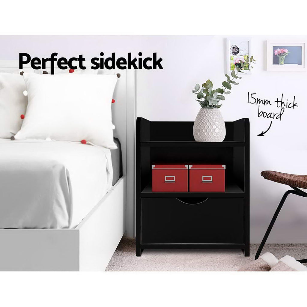 FARA Bedside Table x 2 - Black