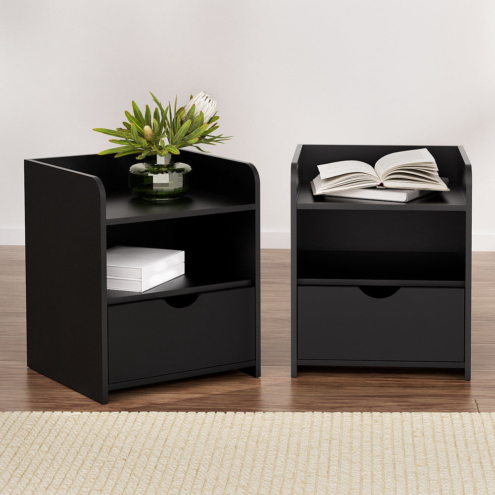 FARA Bedside Table x 2 - Black