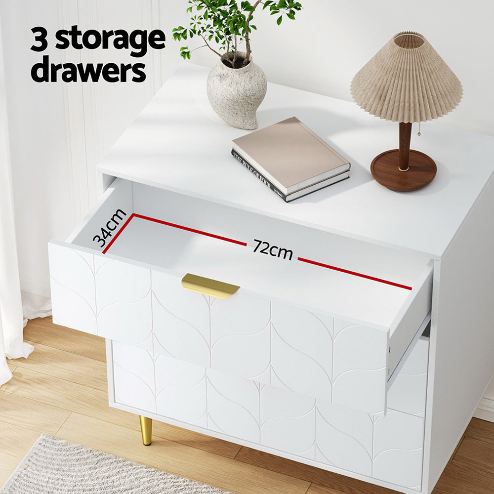 Artiss 3 Drawer Lowboy - White