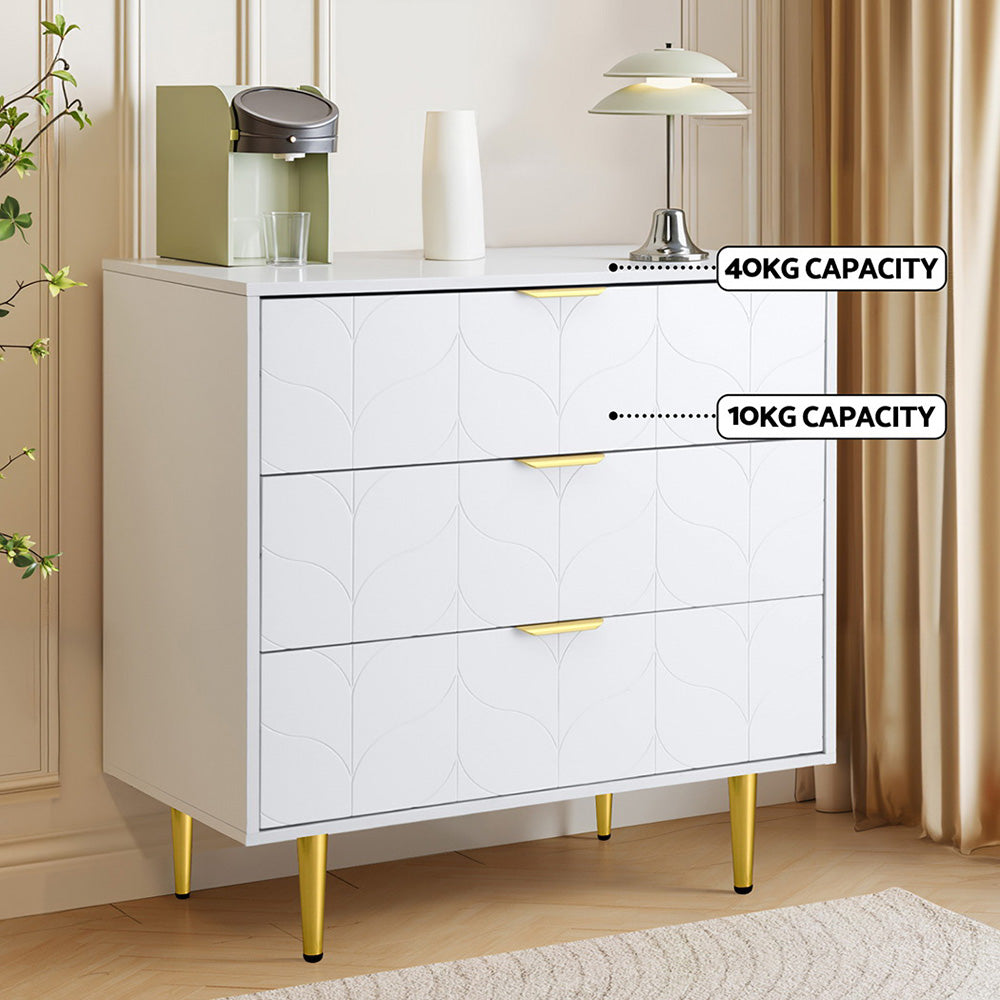 Artiss 3 Drawer Lowboy - White