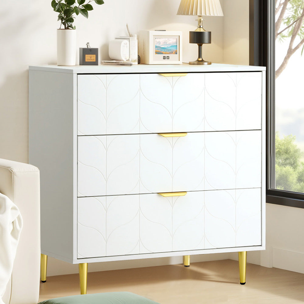 Artiss 3 Drawer Lowboy - White