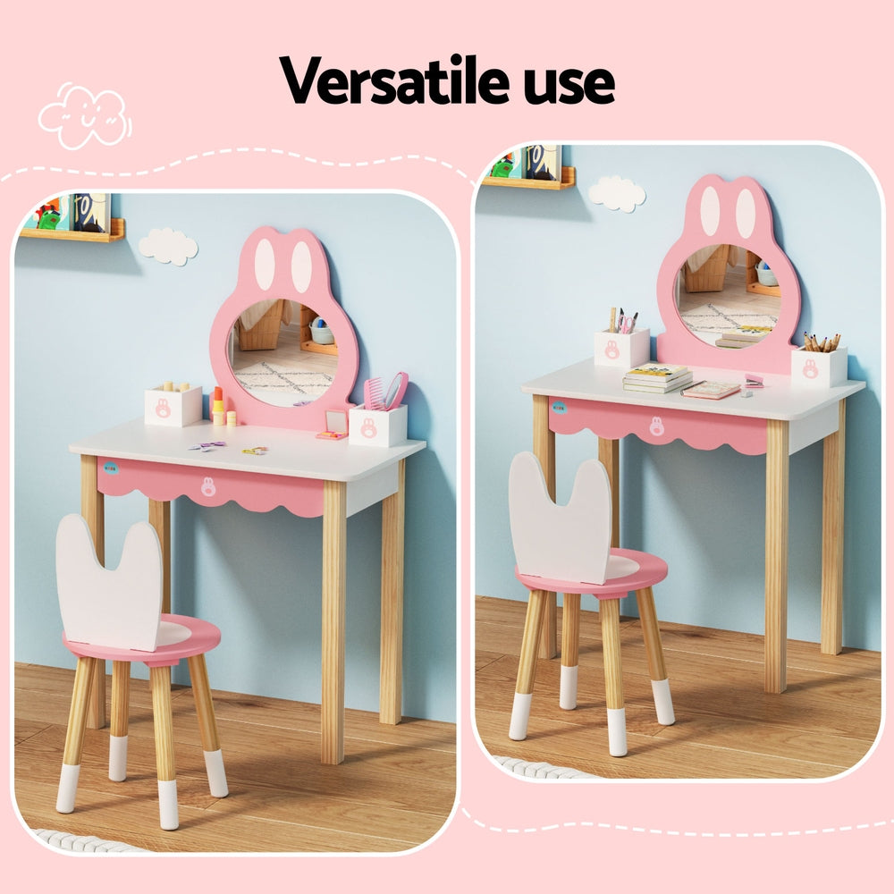 Keezi Kids Bunny Dressing Table Set - Pink