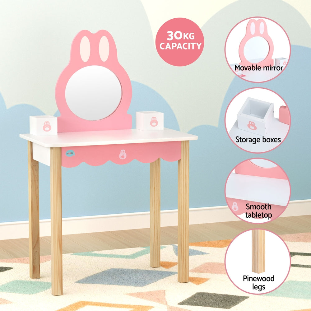 Keezi Kids Bunny Dressing Table Set - Pink