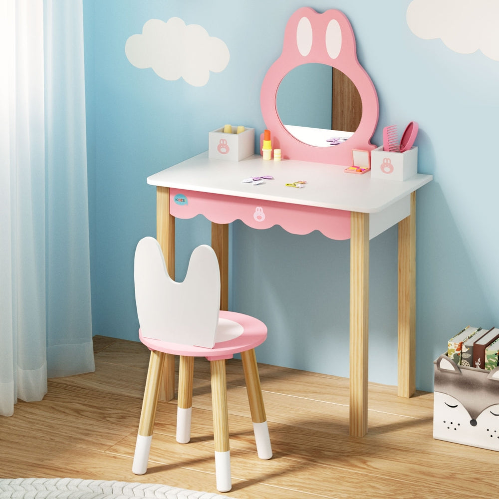 Keezi Kids Bunny Dressing Table Set - Pink