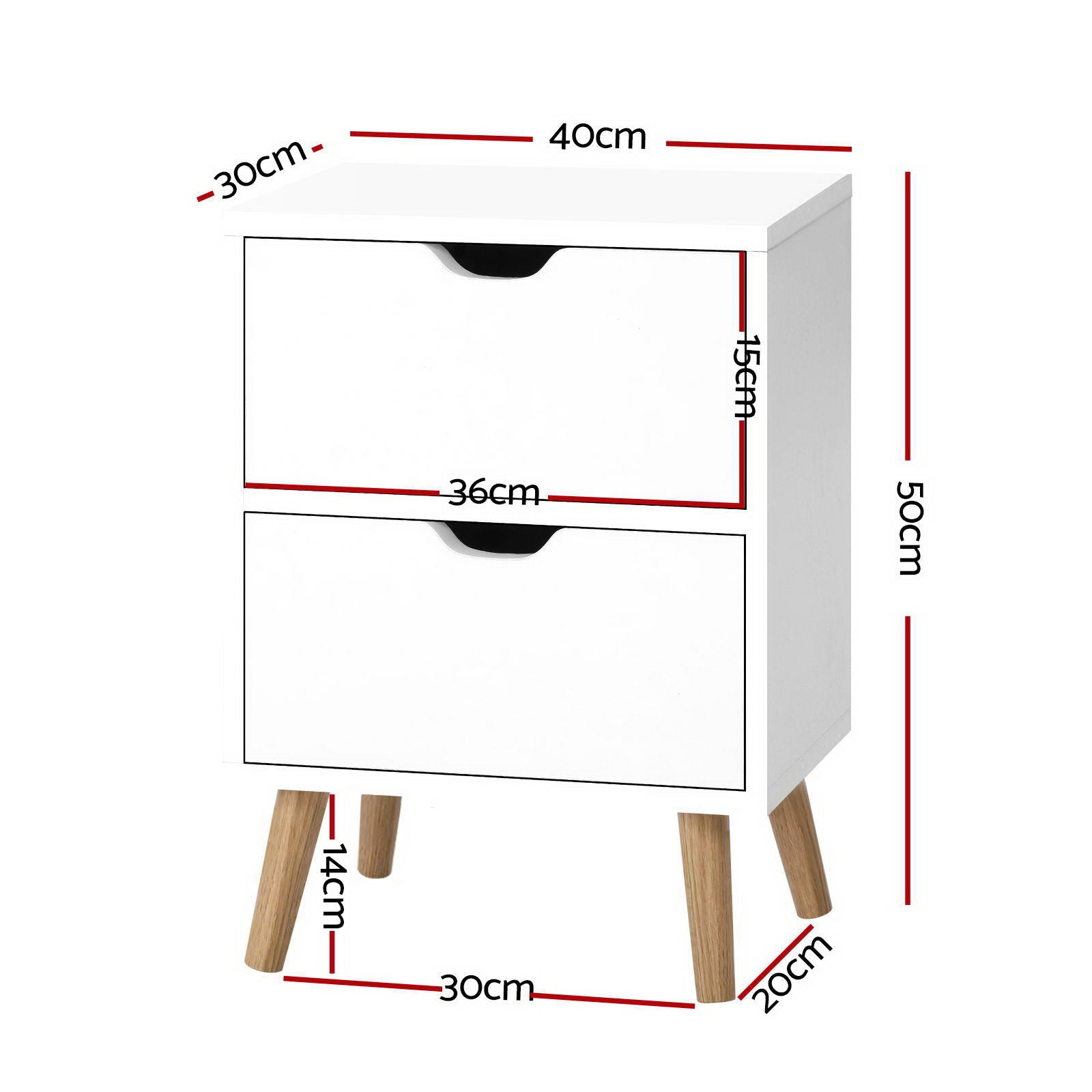 BODEN Bedside Table x 2- White