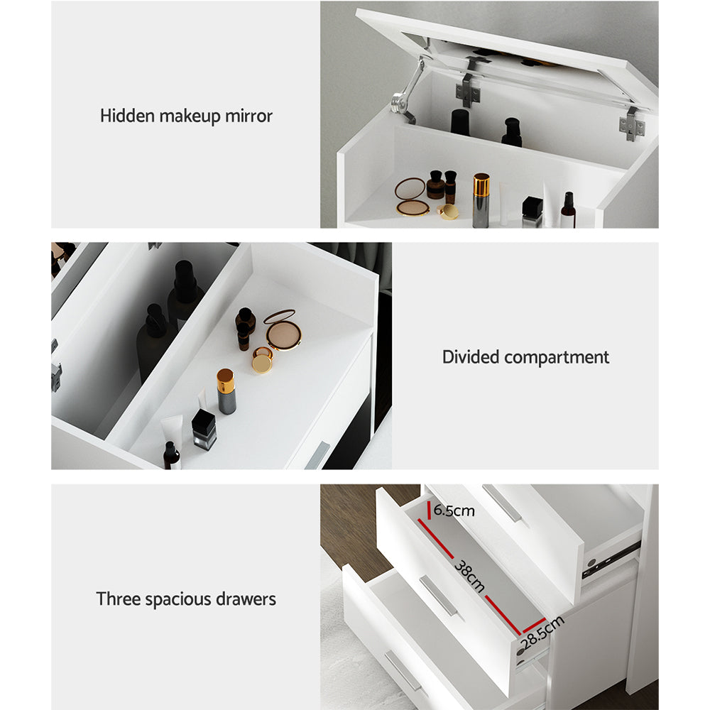 Artiss 2-in-1 Dressing Table / Bedside Table Set - White