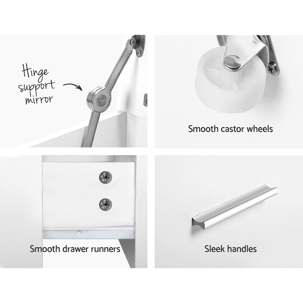 Artiss 2-in-1 Dressing Table / Bedside Table Set - White