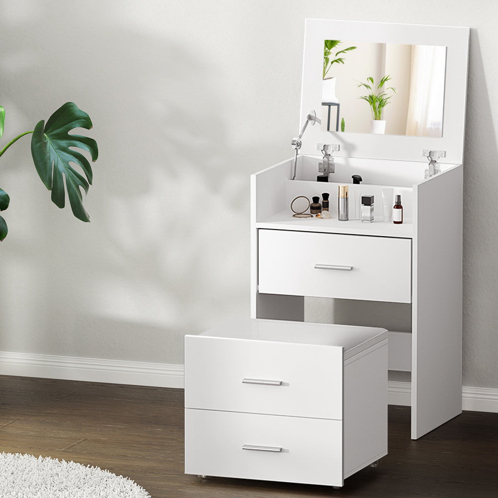 Artiss 2-in-1 Dressing Table / Bedside Table Set - White