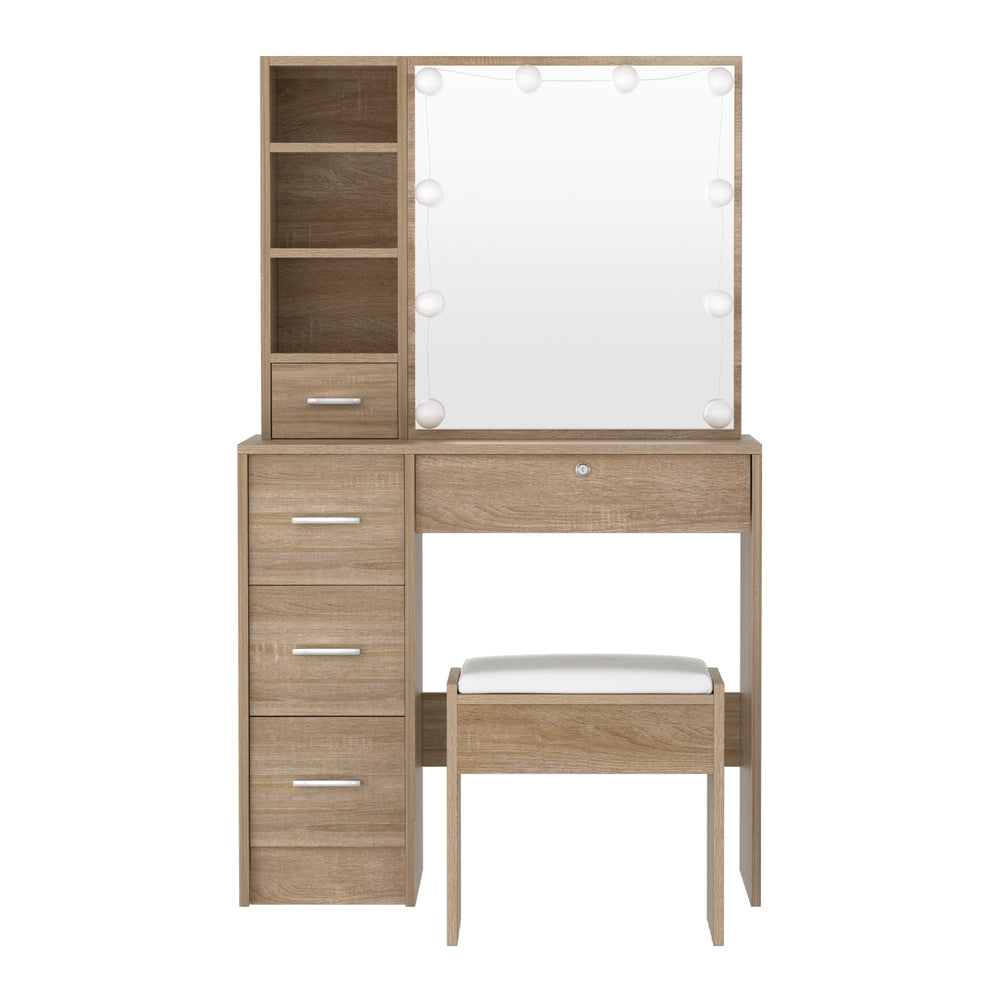 Artiss Dressing Table Set, 10 Led Bulbs - Wood