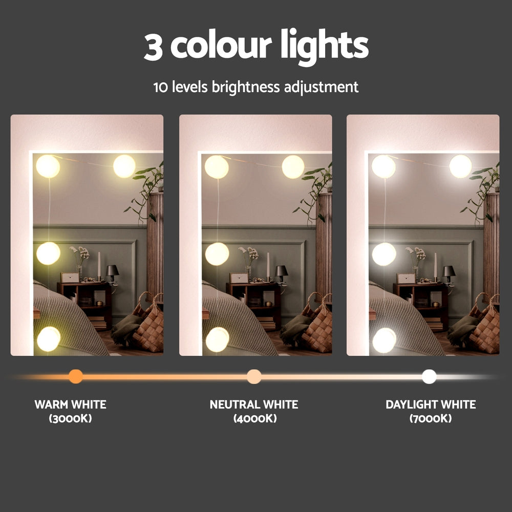 Artiss 10 LED Dressing Table Set - White