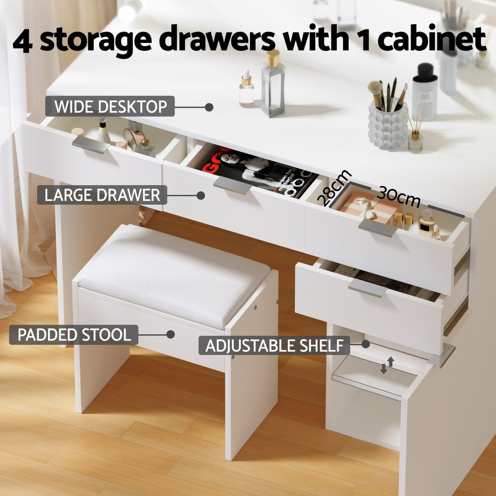 Artiss 10 LED Dressing Table Set - White