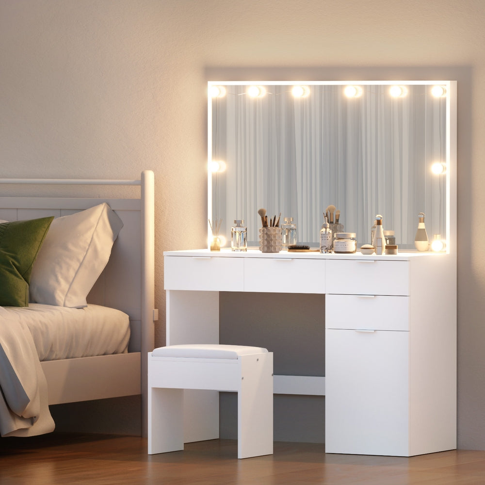 Artiss 10 LED Dressing Table Set - White