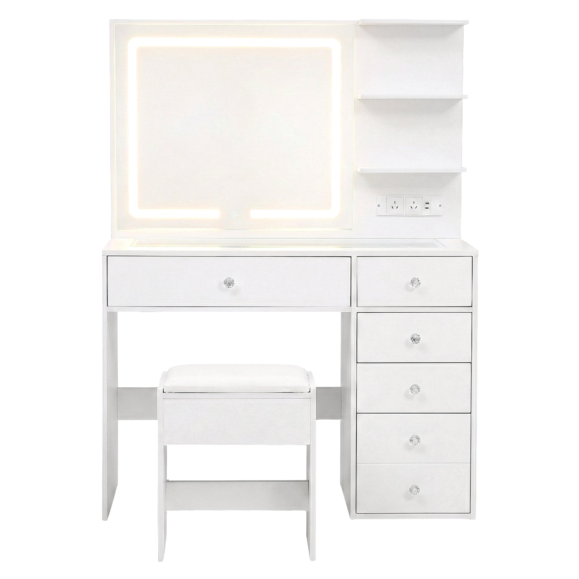 Artiss Dressing Table LED Vanity Desk Set Stool White