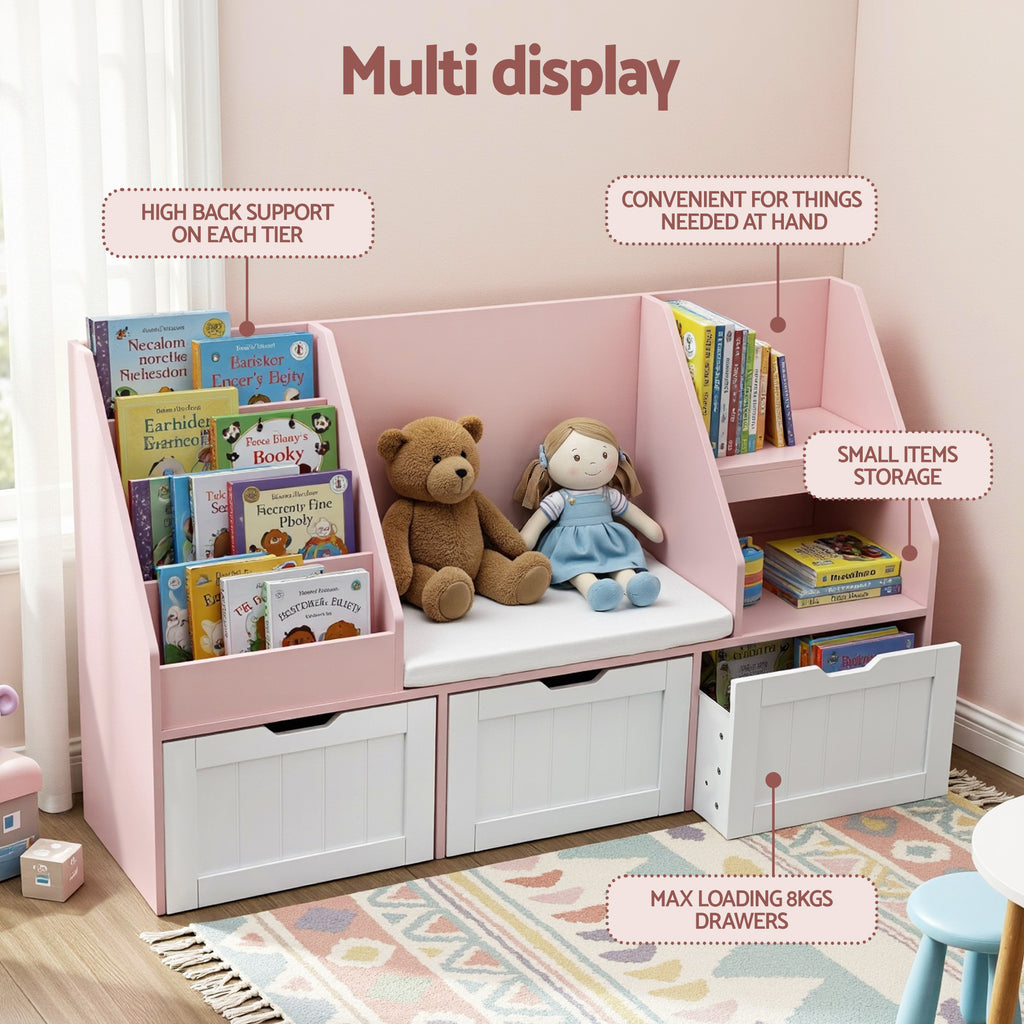 Keezi Kids Bookshelf & Storage - Pink