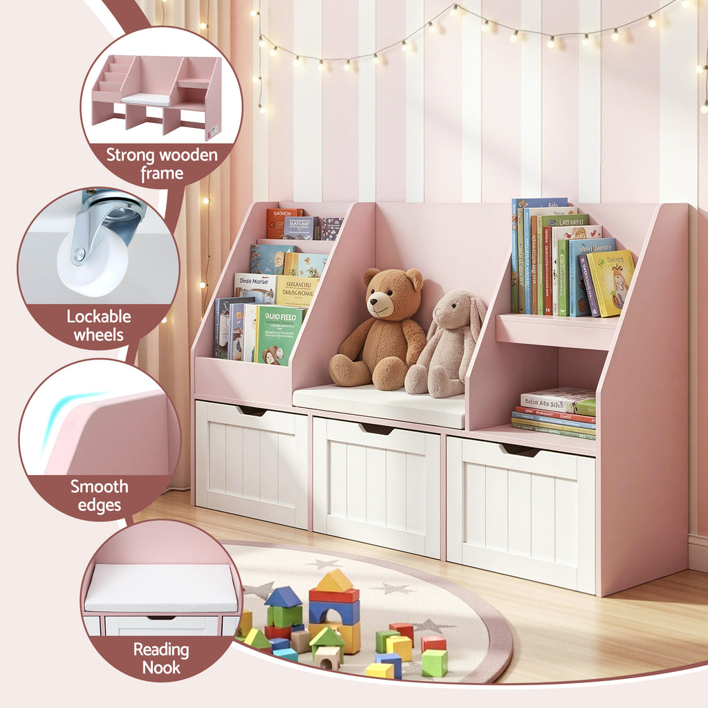 Keezi Kids Bookshelf & Storage - Pink