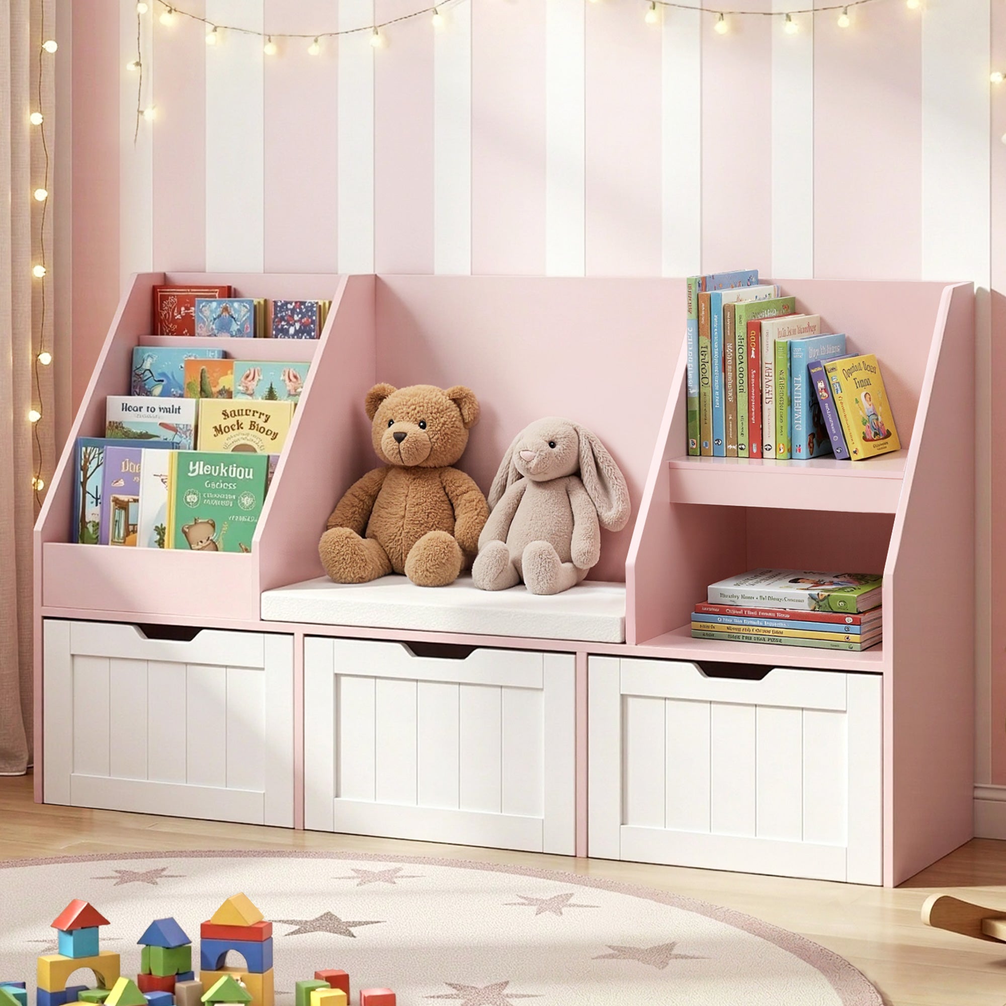 Keezi Kids Bookshelf & Storage - Pink