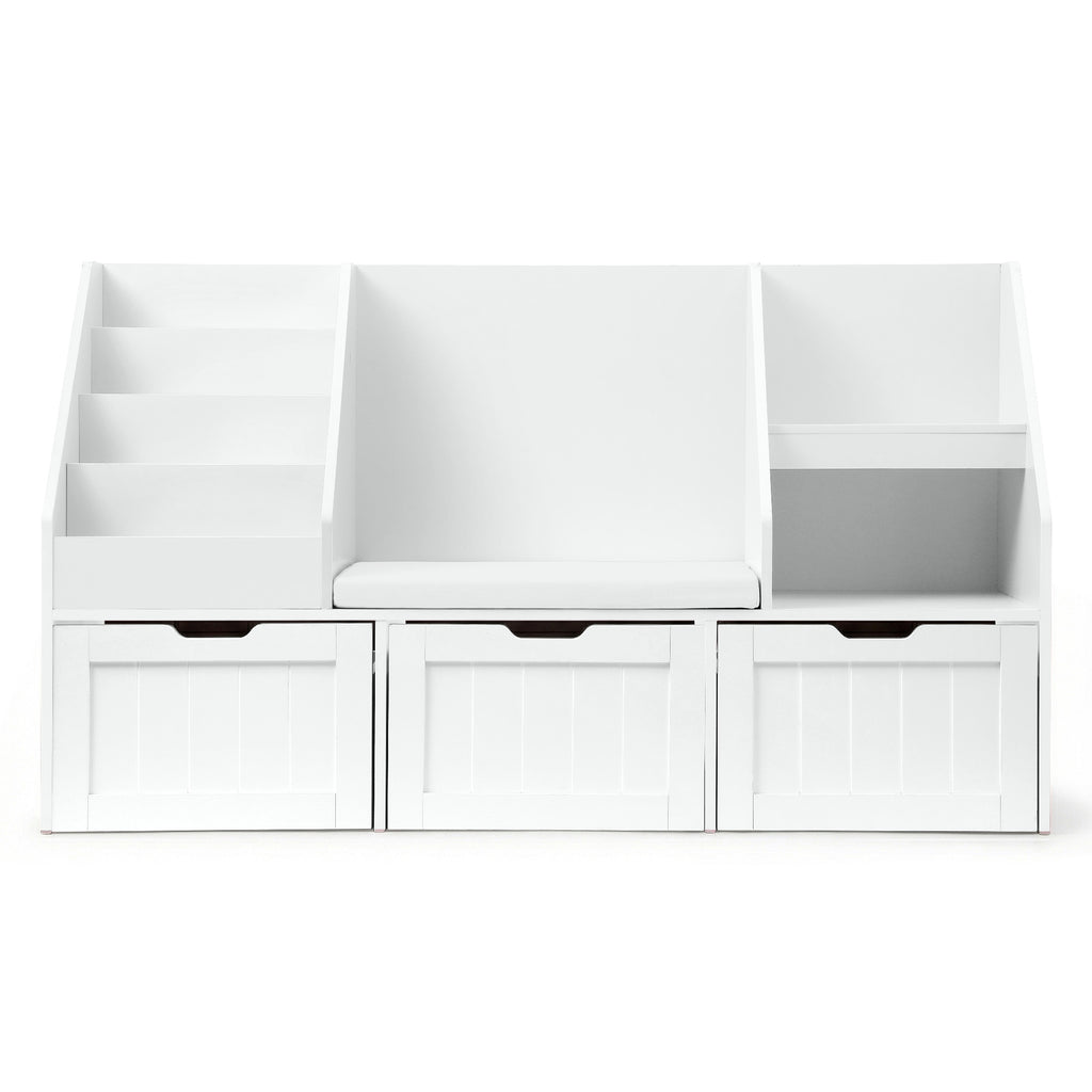 Keezi Kids Bookshelf Storage Organiser Toy Box Drawer Bench Seat Cabinet White
