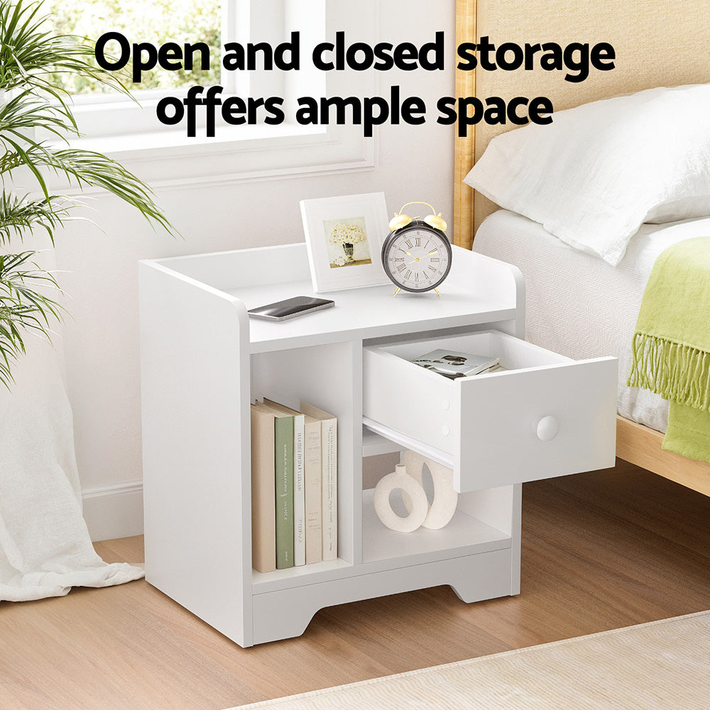 Artiss Open Shelf Bedside Table - White