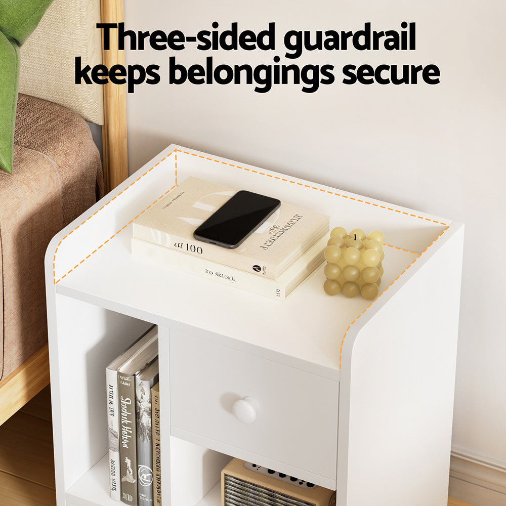 Artiss Open Shelf Bedside Table - White