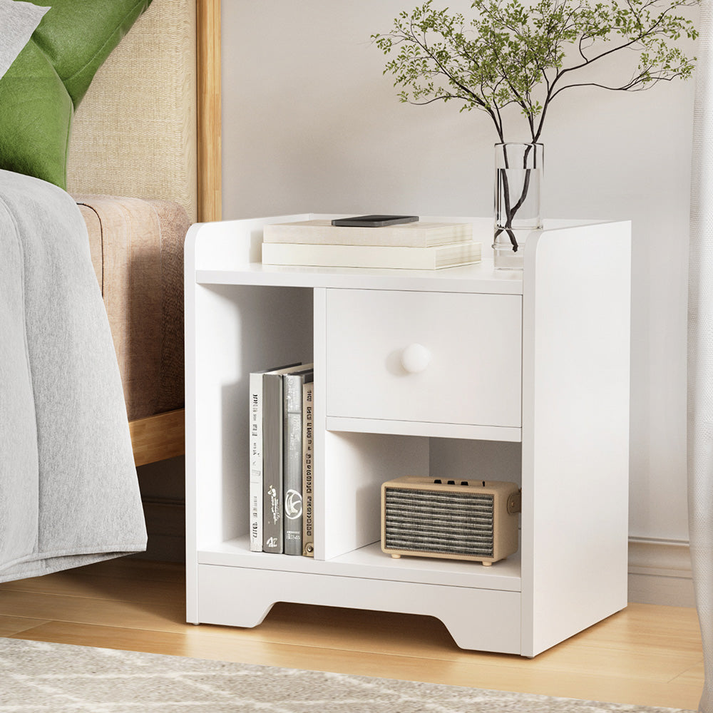 Artiss Open Shelf Bedside Table - White