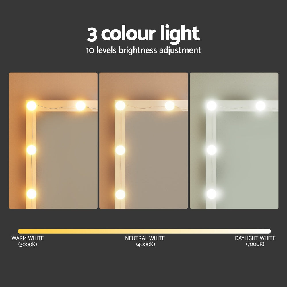 Artiss 12 LED Dressing Table Set - White